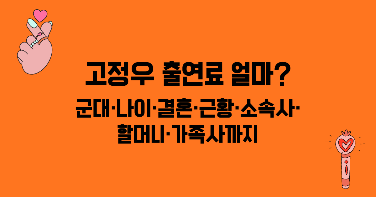 고정우 출연료 얼마? 군대·나이·결혼·근황·소속사·할머니·가족사까지